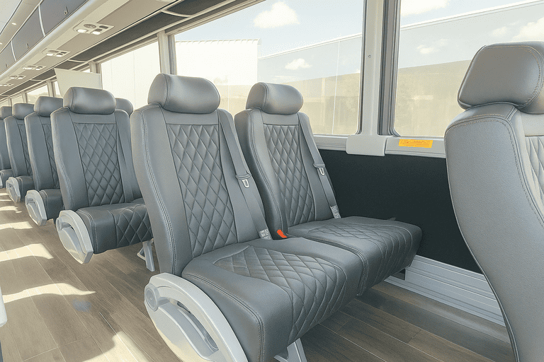 interior of Tuscaloosa Coach Bus Service charter bus